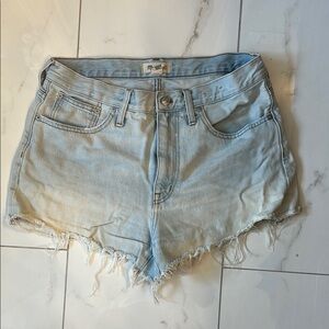 Madewell Blue Distressed Jean Shorts Cut-Off